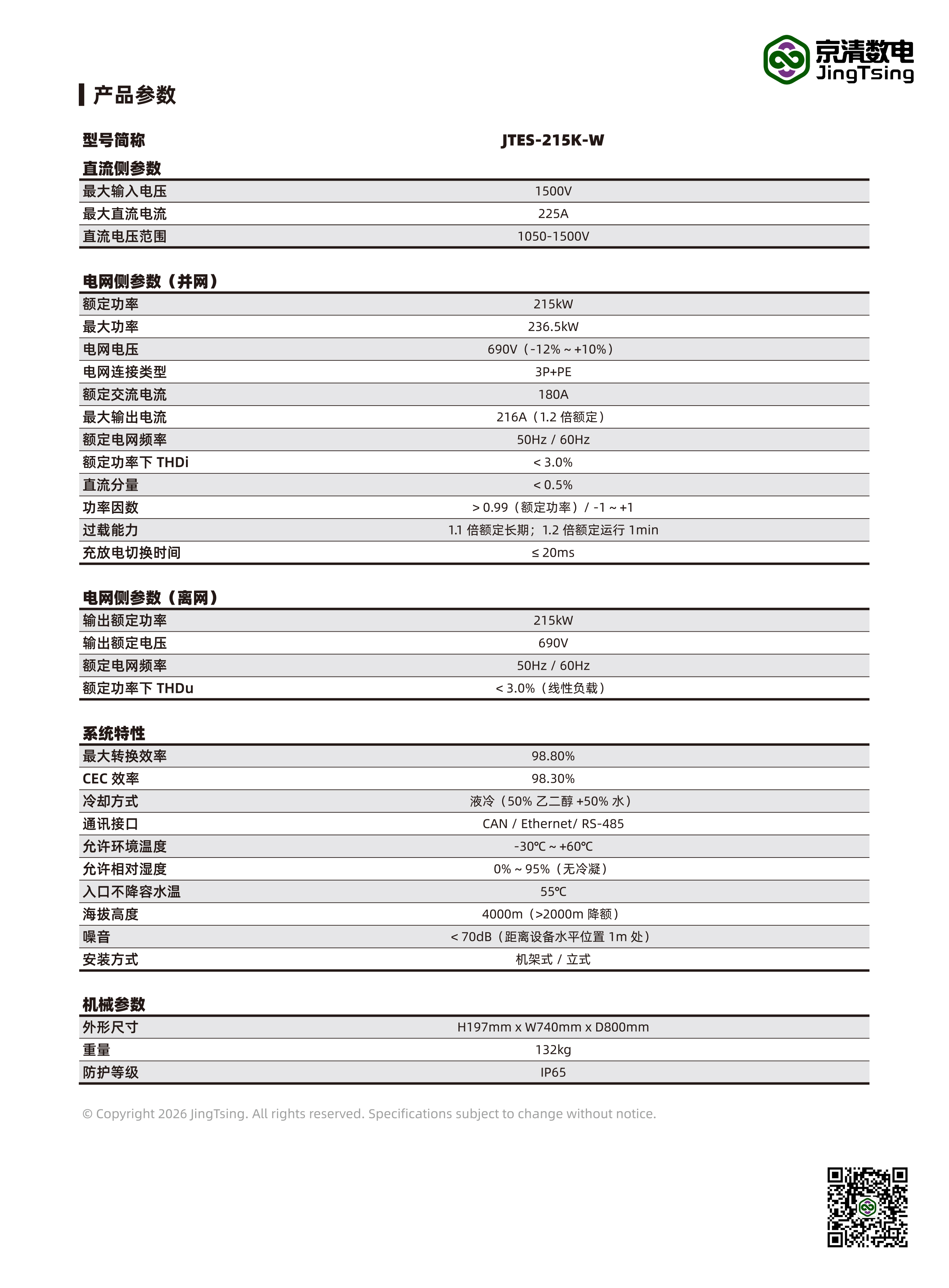 产品参数