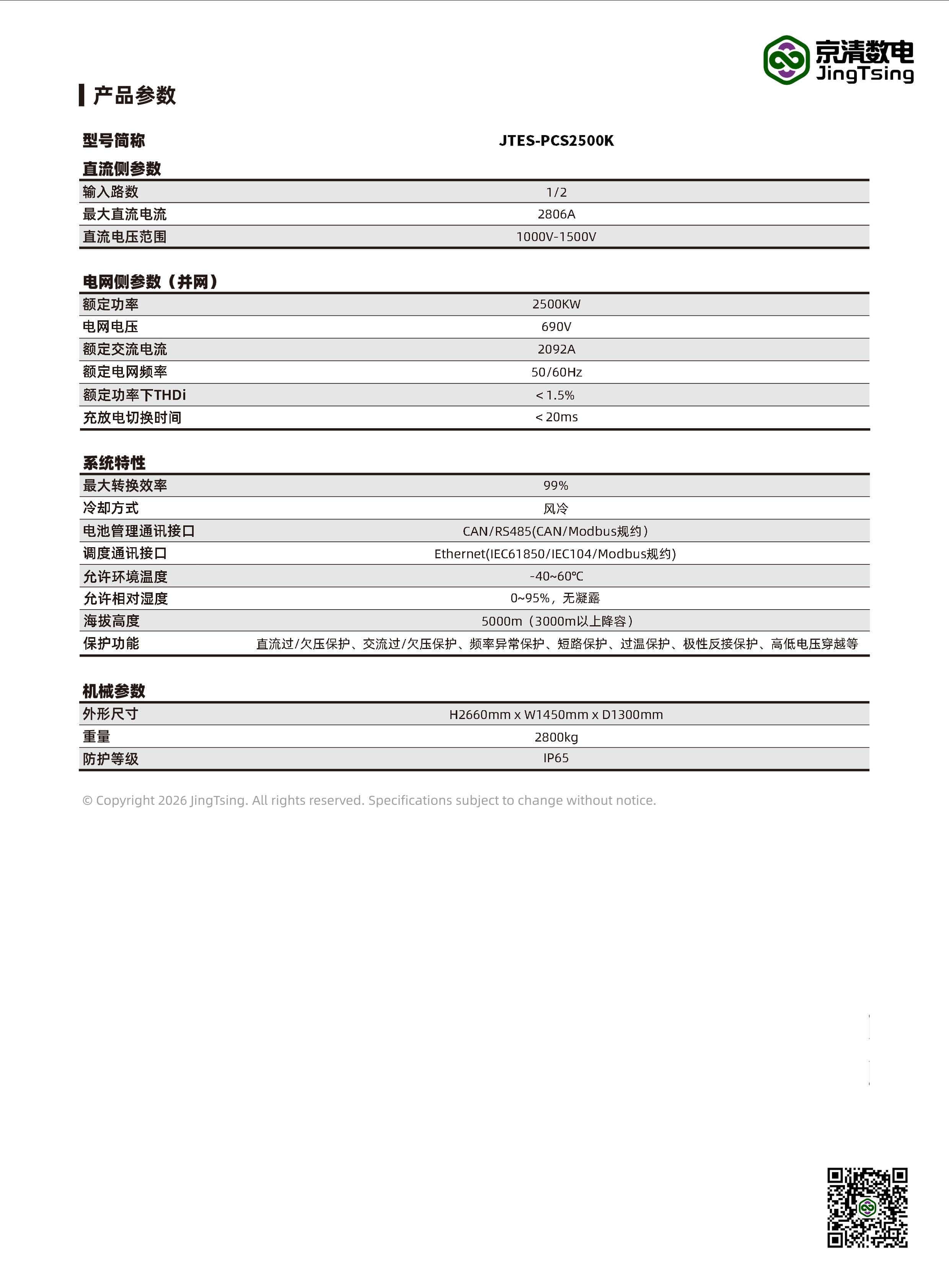 产品参数