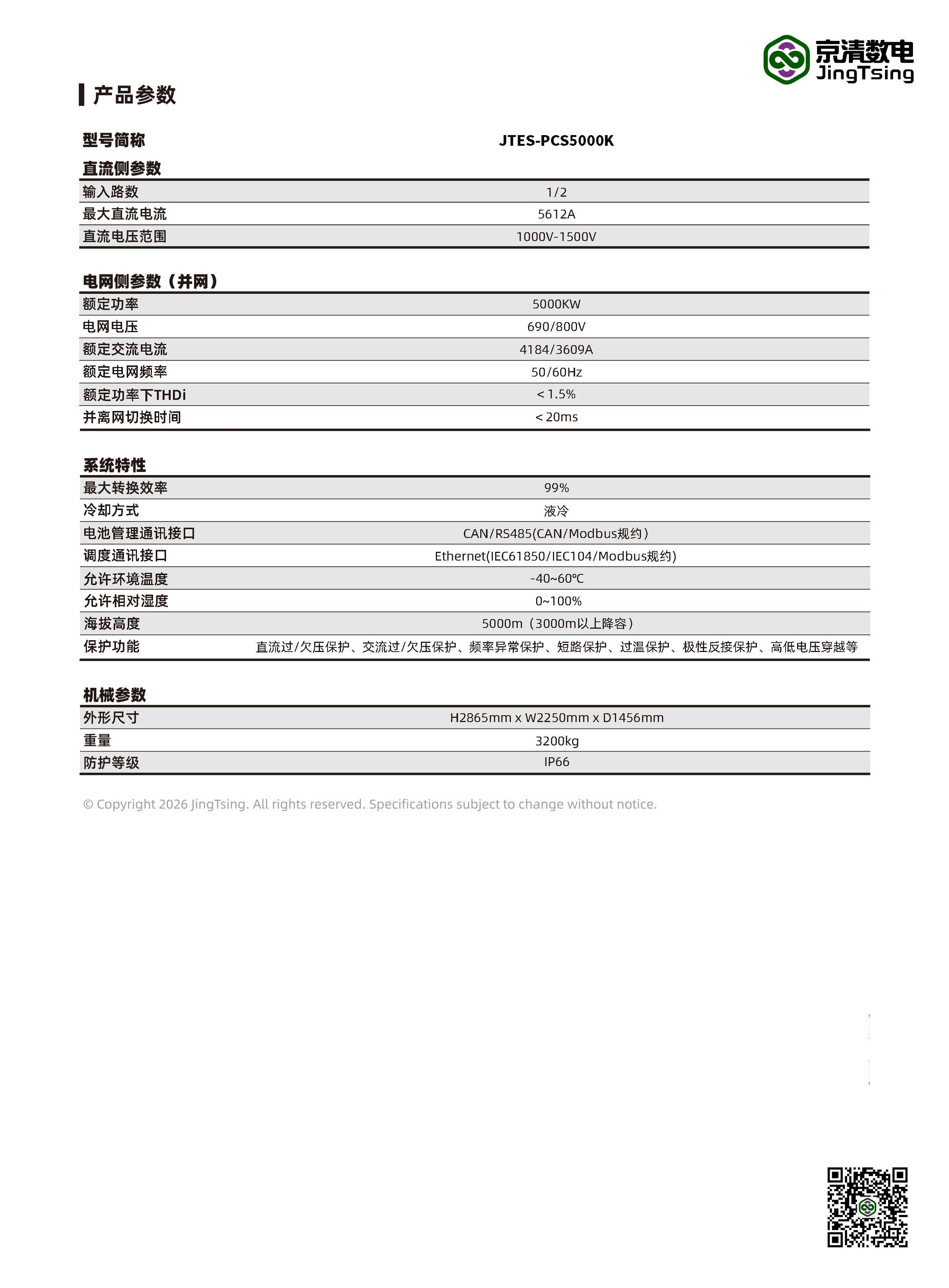 产品参数